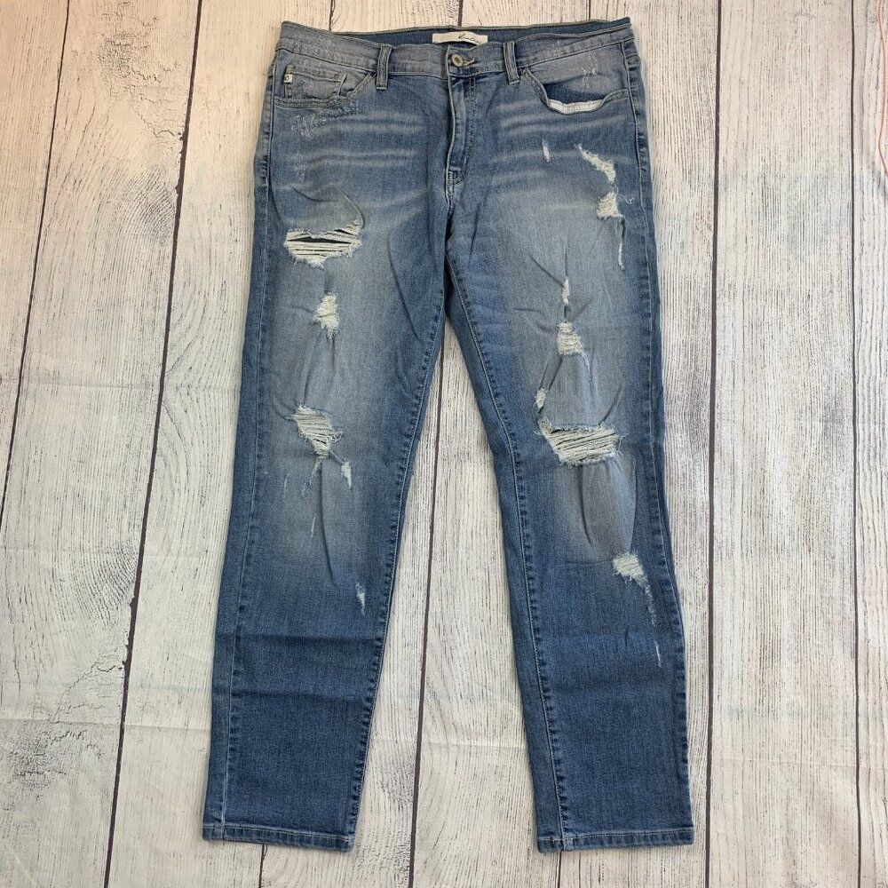 KanCan Jeans sz 31 Light Wash Straight Distressed Inseam 28.5" Stretch